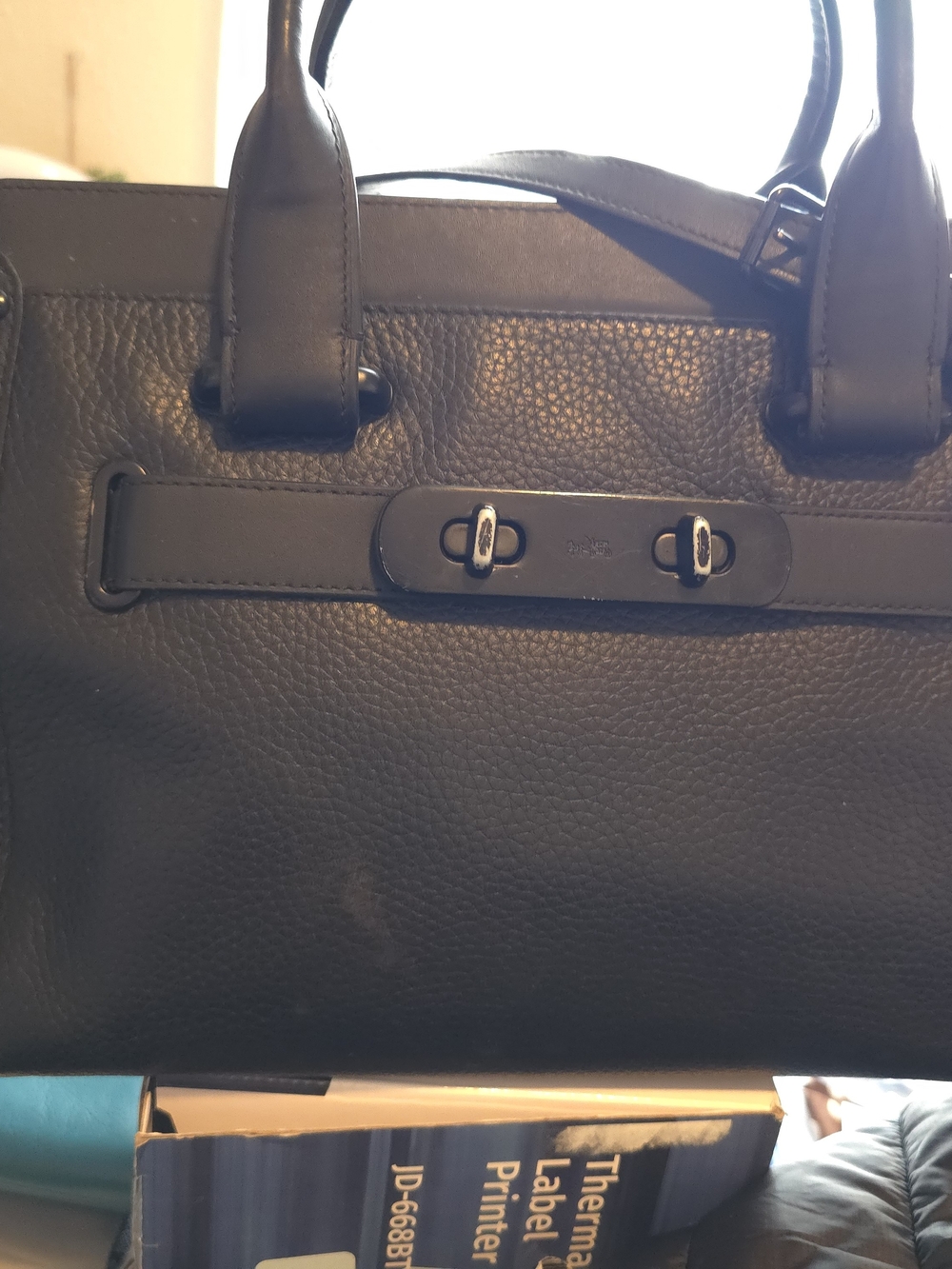 Black Coach Swagger Leather Tote Bag